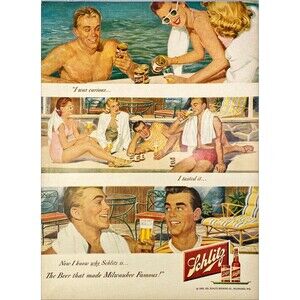 Schlitz Beer "The Beer that mad Milwaukee Great" Vintage Print Ad 1949